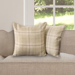 OHS 4 Pack Woven Check Cushion Covers Printed Soft in Light Green - Size: 45 cm x 45 cm - thumbnail 1