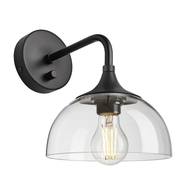 Industville Chelsea Glass Dome Wall Light - 8 Inch in Clear - Size: 8 inches