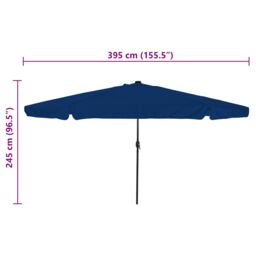 Berkfield Home Garden Parasol with LED Lights √ò395x245 cm Azure Blue - Size: 395x245 cm - thumbnail 8