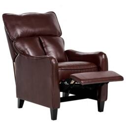 Wyld and Coco Heritage Recliner Armchair Dark Brown Faux Leather Adjustable - thumbnail 2