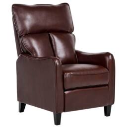 Wyld and Coco Heritage Recliner Armchair Dark Brown Faux Leather Adjustable - thumbnail 4