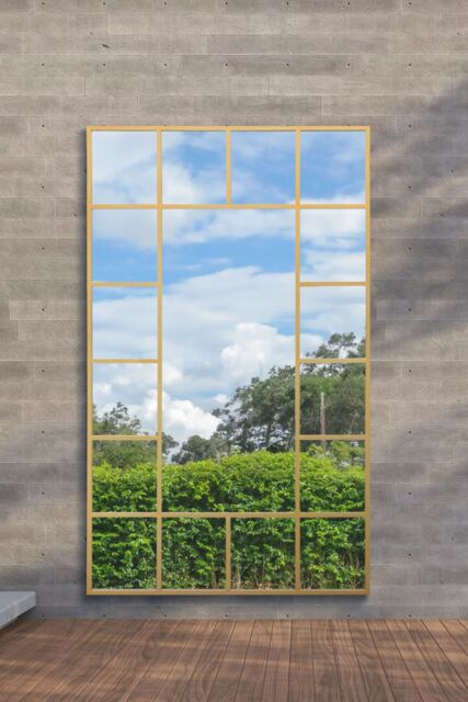 "MirrorOutlet Gold Modern Wall & Leaner Garden Mirror 79""x 47"" 200x120cm - Size: 1 Pack" - image 1