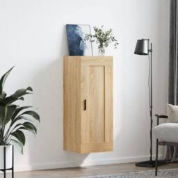 Berkfield Home Wall Mounted Cabinet Sonoma Oak 34.5x34x90 cm Engineered Wood in Light Oak - thumbnail 1