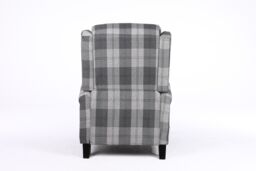 LUXURY LIFE Eaton Tartan Fabric Armchair Manual Push Back Recliner in Grey - thumbnail 6