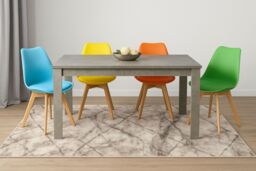 KOSY KOALA Wooden Rectangle Dining Table Set With 4 Mix Plastic Chairs - Dining Room Furniture in Brown - thumbnail 2