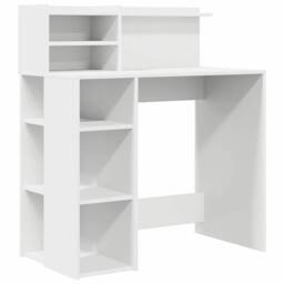 Berkfield Home White Desk with Storage White 90x48x101.5 cm Engineered Wood - thumbnail 3