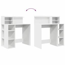 Berkfield Home White Desk with Storage White 90x48x101.5 cm Engineered Wood - thumbnail 9