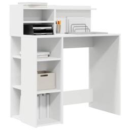 Berkfield Home White Desk with Storage White 90x48x101.5 cm Engineered Wood - thumbnail 1