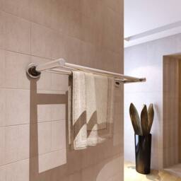 Berkfield Home Stainless Steel Towel Rack 2 Tubes in Silver - thumbnail 2