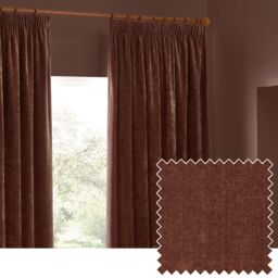 Yard Heavy Chenille Velvet Room Darkening Pencil Pleat Curtain Pair in Dark Brown - Size: 229 cm width x 183 cm drop - thumbnail 1