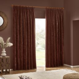 Yard Heavy Chenille Velvet Room Darkening Pencil Pleat Curtain Pair in Dark Brown - Size: 229 cm width x 183 cm drop - thumbnail 5