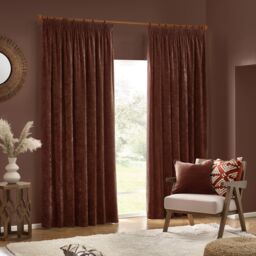 Yard Heavy Chenille Velvet Room Darkening Pencil Pleat Curtain Pair in Dark Brown - Size: 229 cm width x 183 cm drop - thumbnail 2