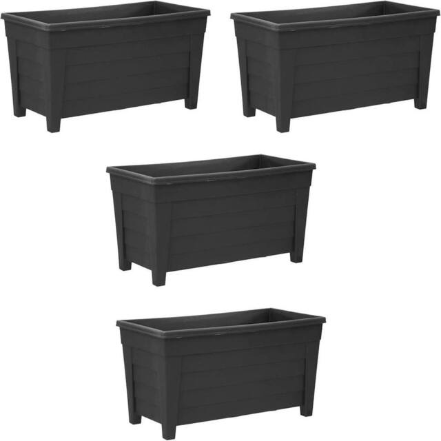 Havendro 4 x Large Black Plastic Planters Garden Flower Pots Troughs 55cm - image 1