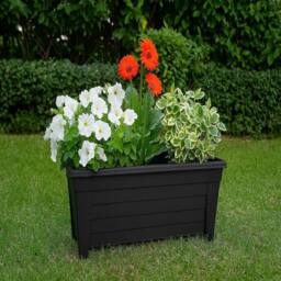 Havendro 4 x Large Black Plastic Planters Garden Flower Pots Troughs 55cm - thumbnail 3