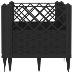 Berkfield Home Beautiful Garden Planter with Pegs Black 43.5x43.5x43.5 cm PP - thumbnail 5