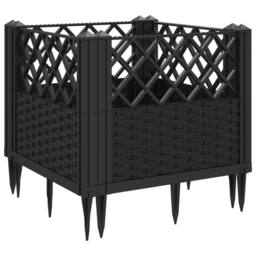 Berkfield Home Beautiful Garden Planter with Pegs Black 43.5x43.5x43.5 cm PP - thumbnail 6
