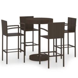 Berkfield Home 5 Piece Garden Bar Set Poly Rattan Brown