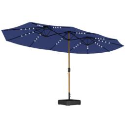OUTSUNNY 4.6m Double Sided Garden Parasol with 48 Solar LED Lights in Dark Blue - Size: 4.5m - thumbnail 2