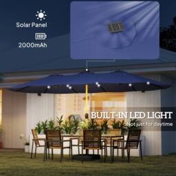 OUTSUNNY 4.6m Double Sided Garden Parasol with 48 Solar LED Lights in Dark Blue - Size: 4.5m - thumbnail 5