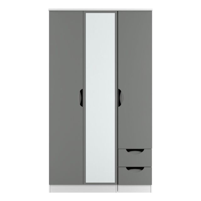 Ready Assembled 2 U Holborn Tall Triple Mirror + Drawer Wardrobe (Ready Assembled) in Dark Grey - image 1