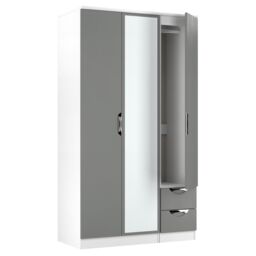 Ready Assembled 2 U Holborn Tall Triple Mirror + Drawer Wardrobe (Ready Assembled) in Dark Grey - thumbnail 6
