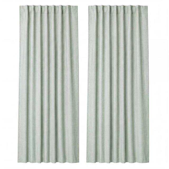 VOGREX Green Linen Look Thermal Blackout Curtains 46x54in Pair - image 1
