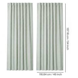 VOGREX Green Linen Look Thermal Blackout Curtains 46x54in Pair - thumbnail 2