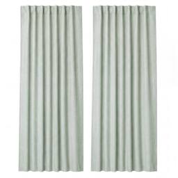 VOGREX Green Linen Look Thermal Blackout Curtains 46x54in Pair