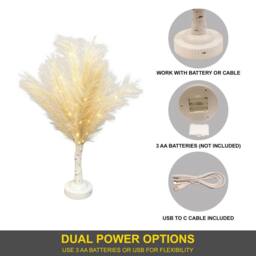 Shatchi 70cm Lighted Feather Tree Lamp - Warm White LED, Battery Operated in Cream - thumbnail 5