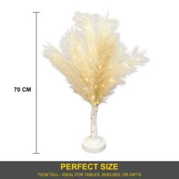 Shatchi 70cm Lighted Feather Tree Lamp - Warm White LED, Battery Operated in Cream - thumbnail 3