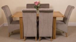 Thats Furniture Hampton 120-160cm Oak Extending Dining Table & 6 Montana Fabric Chairs in Grey - thumbnail 2