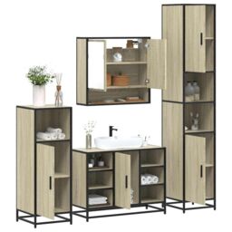 Berkfield Home 4¬†Piece Bathroom Furniture Set¬†Sonoma Oak Engineered Wood in Brown - thumbnail 1