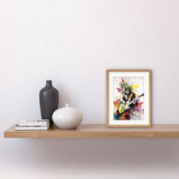 "Artery8 Wall Art Print Guitarist Playing Electric Guitar Music Solo Vibrant Modern Splat Paint Watercolour Artwork Framed 9X7 Inch - Size: W7"" x H9""" - thumbnail 2