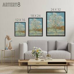 "Artery8 Van Gogh The Peach Tree Framed Canvas Wall Art Print in Blue - Size: W12"" x H16""" - thumbnail 4