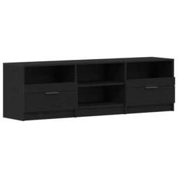 Berkfield Home TV Cabinet Black Oak 150x33, 5x45 cm Engineered Wood - thumbnail 1