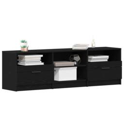 Berkfield Home TV Cabinet Black Oak 150x33, 5x45 cm Engineered Wood - thumbnail 3