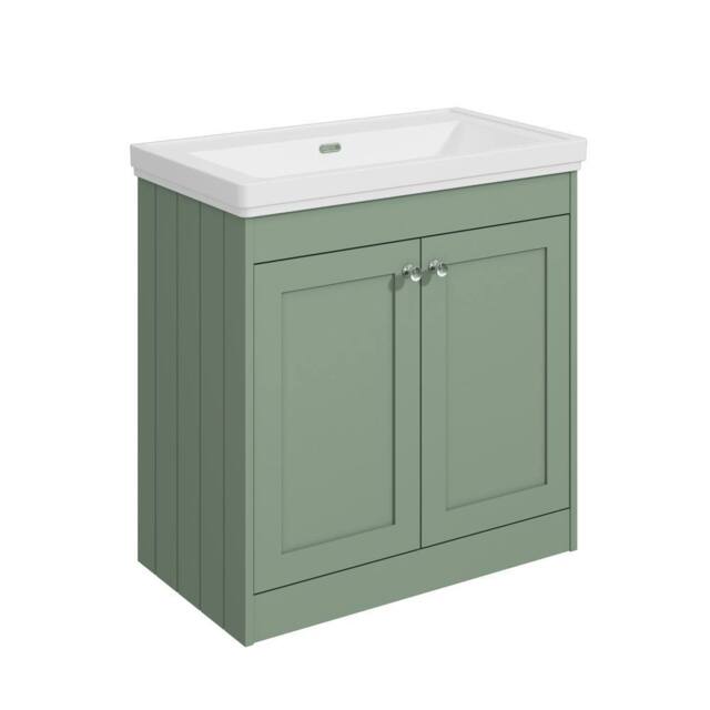 Balterley 800mm Floor Standing 2 Door Unit & Classic Basin No Tap Hole - Green