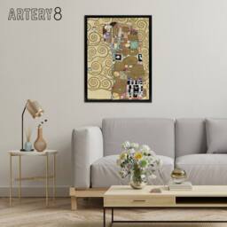"Artery8 Fulfillment Lovers Embrace Painting Framed Canvas Wall Art Print Klimt in Gold - Size: W12"" x H16""" - thumbnail 3