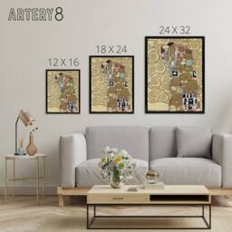 "Artery8 Fulfillment Lovers Embrace Painting Framed Canvas Wall Art Print Klimt in Gold - Size: W12"" x H16""" - thumbnail 4
