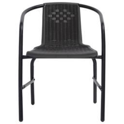Berkfield Home Garden Chairs 6 pcs Plastic Rattan & Steel 110 kg in Black - thumbnail 3
