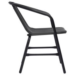 Berkfield Home Garden Chairs 6 pcs Plastic Rattan & Steel 110 kg in Black - thumbnail 4