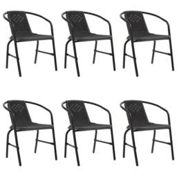 Berkfield Home Garden Chairs 6 pcs Plastic Rattan & Steel 110 kg in Black - thumbnail 2