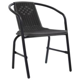 Berkfield Home Garden Chairs 6 pcs Plastic Rattan & Steel 110 kg in Black - thumbnail 1