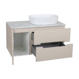 Bathroom Kingdom Monza Oatmeal & Grey Fluted Wall Hung Vanity Basin 900mm - thumbnail 2