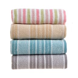Allure Bath Fashions Patterned Striped Towels - Duckegg in Duck Egg Blue - Size: Bath Sheet - thumbnail 4