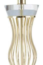 Orsina Curved Wireframe Table Lamp With Crystal Bands, Grey Fabric Shade Accent Light, Decorative Lighting Fixture in Gold - thumbnail 5