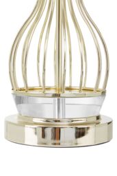 Orsina Curved Wireframe Table Lamp With Crystal Bands, Grey Fabric Shade Accent Light, Decorative Lighting Fixture in Gold - thumbnail 4