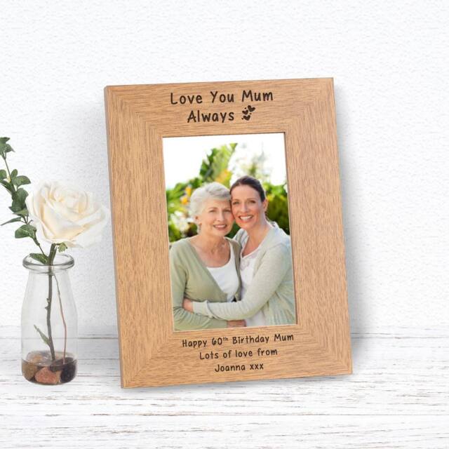 Uniqueful Women's Personalised Love You Mum Always Wood Picture Frame 7 x 5 Birthday Mum in Brown - image 1