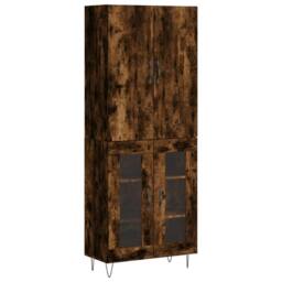 Berkfield Home Highboard Smoked Oak 69.5x34x180 cm Engineered Wood in Brown - thumbnail 1
