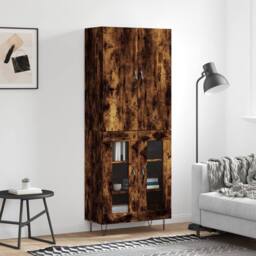 Berkfield Home Highboard Smoked Oak 69.5x34x180 cm Engineered Wood in Brown - thumbnail 2
